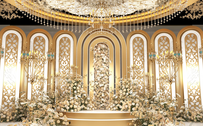 澄江香槟色调婚礼堂效果展示